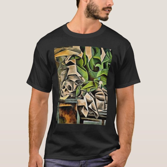Camiseta Vida estática com Arte Geométrica de Crânio (Frente)