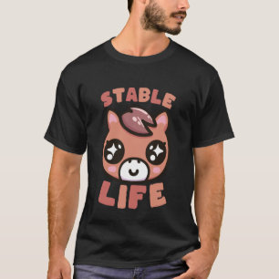 Camiseta Vida Estável Ilustração de Cavalo Fofo Amante de A