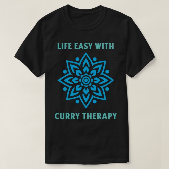 Camiseta Vida Fácil Com Terapia de Curry Amante de Curry (Frente do Design)
