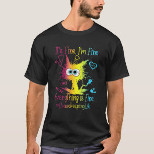Camiseta Vida Familiar Tudo É Bem Colorido Gato