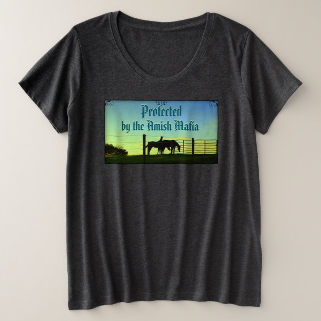 Camiseta Vida Fazenda Amish. Amish Sunset. (Frente do Design)