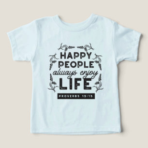 Camiseta Vida Feliz com Fé – Provérbios 15:15 Arte