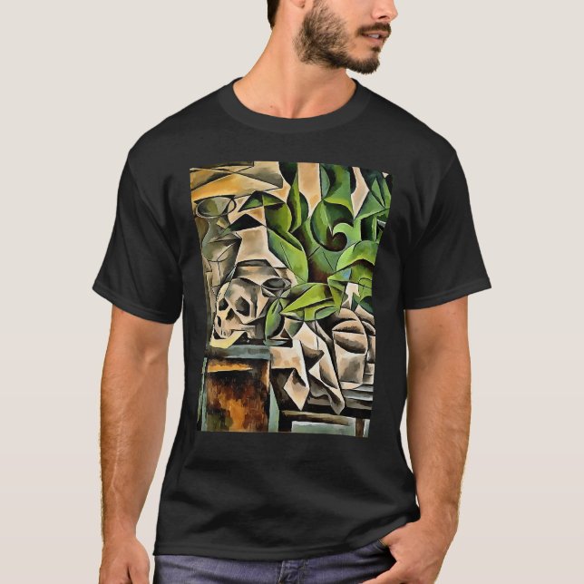 Camiseta Vida ininterrupta com o Cranium Geométrico Vanitas (Frente)