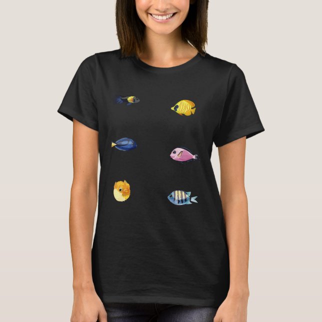 Camiseta Vida marinha Pesca Colorida (Frente)