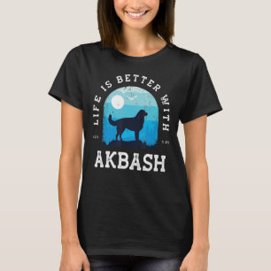 Camiseta Vida Melhor Akbash Vintage Blue Dog Mãe Pai