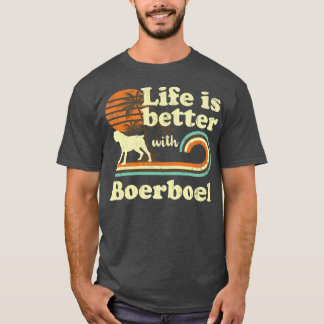 Camiseta Vida Melhor Boerboel Vintage Cachorro Mãe Pai