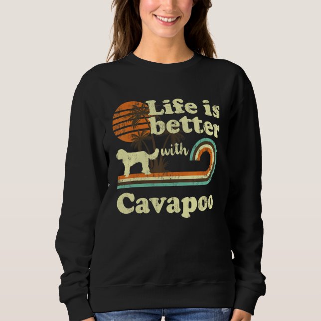 Camiseta Vida Melhor Cavapoo Cachorro Cachorro Pai (Frente)