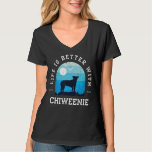 Camiseta Vida Melhor Chiweenie Vintage Blue Dog Pai