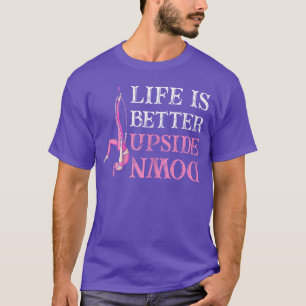 Camiseta Vida Melhor de Cabeça para Baixo Acrobacia de Seda