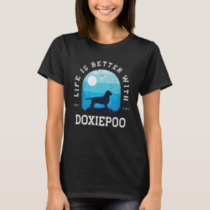 Camiseta Vida melhor Doxiepoo Vintage Blue Dog Pai