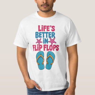 Camiseta Vida melhor em Chinelos, férias de verão
