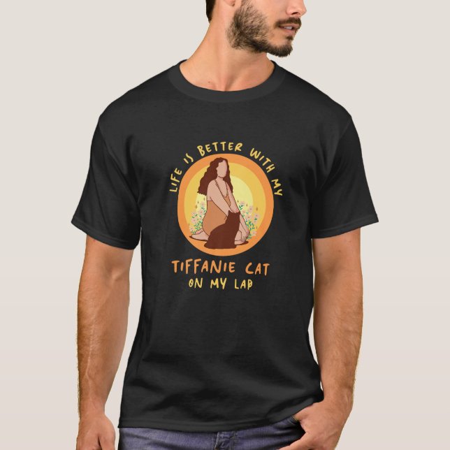Camiseta Vida Melhor Gato Dormir Pai Mãe Tiffanie Cat Mãe (Frente)