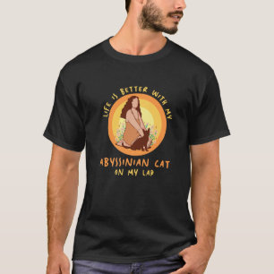 Camiseta Vida Melhor Gato Salto Pai Mãe Abissínia Gato M