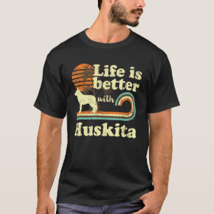 Camiseta Vida Melhor Huskita Vintage Cachorro Pai