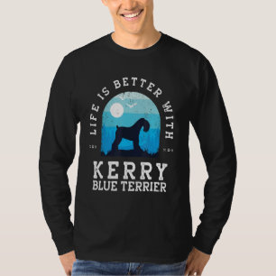 Camiseta Vida Melhor Kerry Blue Terrier Vintage Cachorro Az