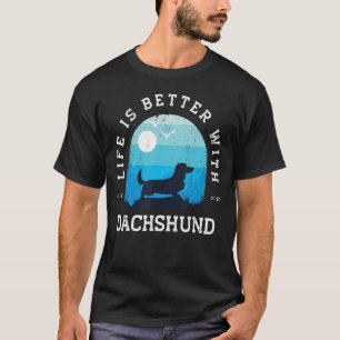 Camiseta Vida Melhor, Longa Vida, Dachshund Vintage Blue