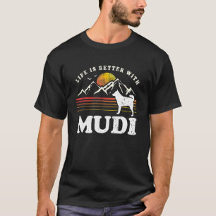 Camiseta Vida melhor Mudi Vintage Cachorro Mãe Pai