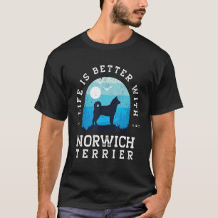 Camiseta Vida Melhor Norwich Terrier Vintage Blue Cog Mãe D