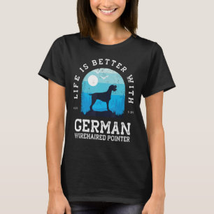 Camiseta Vida Melhor - Ponteiro Alemão Wirehaired - Vintage