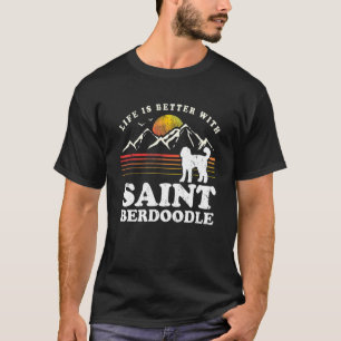 Camiseta Vida Melhor Santo Berdoodle Vintage Cão Mãe Pai