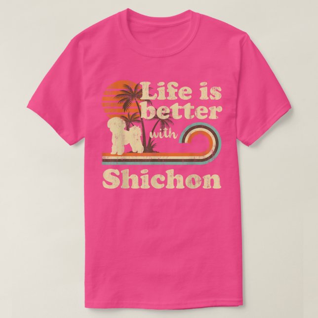 Camiseta Vida Melhor Shichage Cachorro Pai Mãe (Frente do Design)