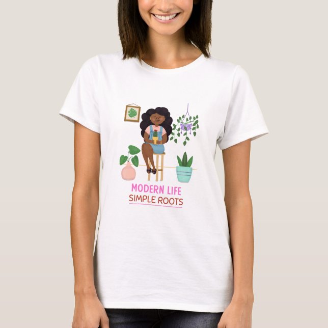 Camiseta Vida Moderna Raízes Simples Manejo de Casa Suburba (Frente)
