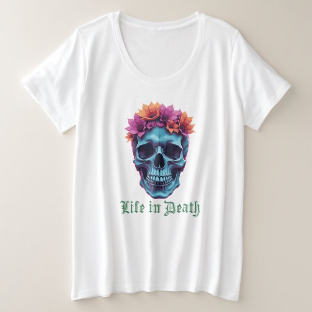 Camiseta Vida na Morte, Bloom em Azul (Frente do Design)