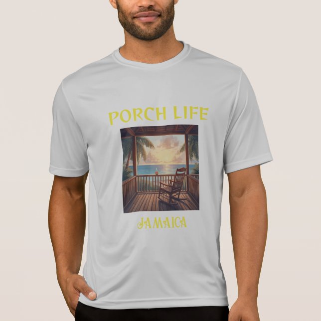 Camiseta Vida na varanda Jamaica nascer do sol da manhã (Frente)