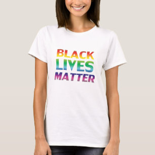 Camiseta "vida negra é matéria" orgulho arco-íris cores