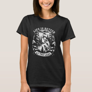 Camiseta Vida no Lago Barco Pescador Caiaque Vela Capitão