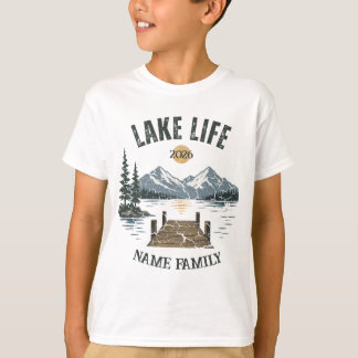 Camiseta Vida no Lago Retro Grunge Floresta Montanhosa Lago