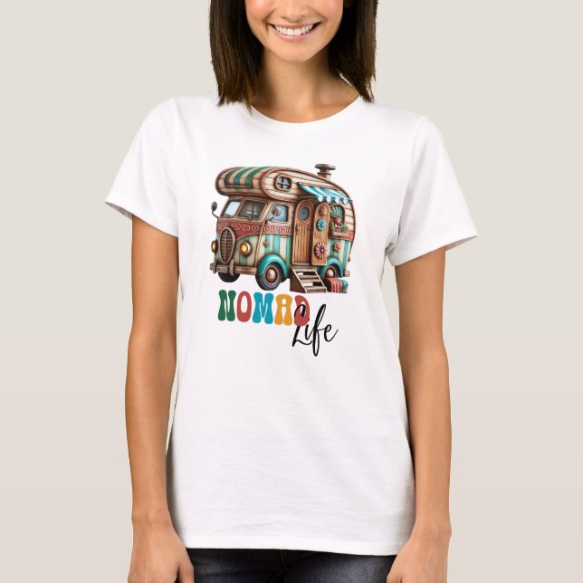 Camiseta Vida Nômade de Camper Antigo (Frente)