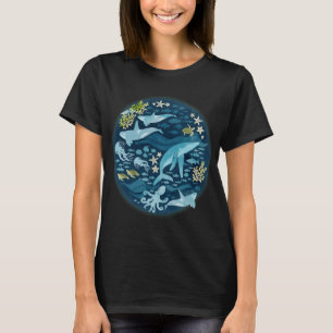 Camiseta Vida oceânica em turquesa