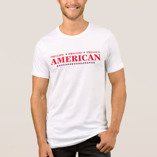 Camiseta Vida Pró Deus Arma Americana Azul Estrelas EUA Br