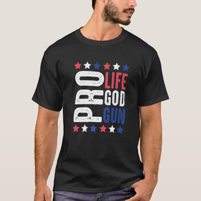 Camiseta Vida Pró Deus Arremessou Estrelas Patrióticas E St (Frente)