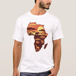 Camiseta Vida Selvagem Africana ao Pôr do Sol