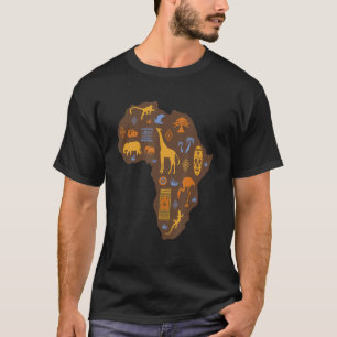 Camiseta Vida selvagem africana e tapeçaria cultural Mapa d