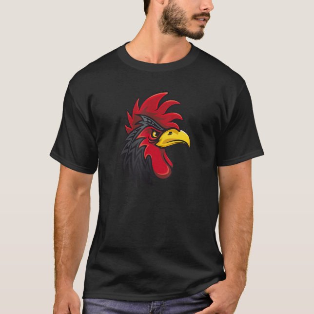 Camiseta Vida Selvagem de Aves de Cobra legal Rooster Face  (Frente)