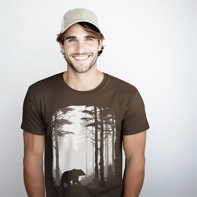 Camiseta Vida Selvagem de Florestas de Urso Silhouette (Bear Silhouette Forest Wildlife T-Shirt)
