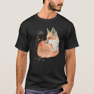 Camiseta Vida Selvagem de Raposa Vermelha com Aquarela