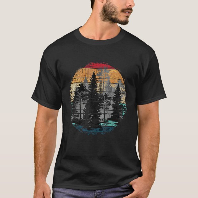 Camiseta Vida Selvagem Fora das Árvores Florestais Retro Na (Frente)