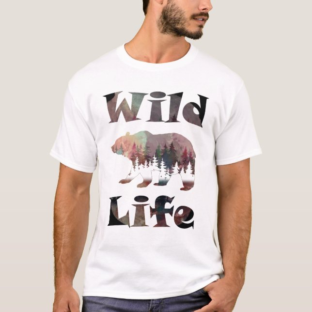 Camiseta Vida Selvagem Rústica do Urso Roaming (Frente)