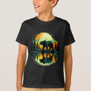 Camiseta Vida selvagem urso árvores reflexão ao ar livre fl