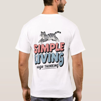 Camiseta Vida Simples, Pensamento Alto - Minimalista Gato B