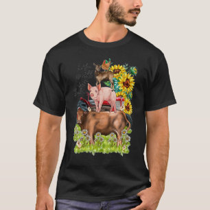 Camiseta Vida Sobre Fazenda de Animais Equilibrados Vaca Po