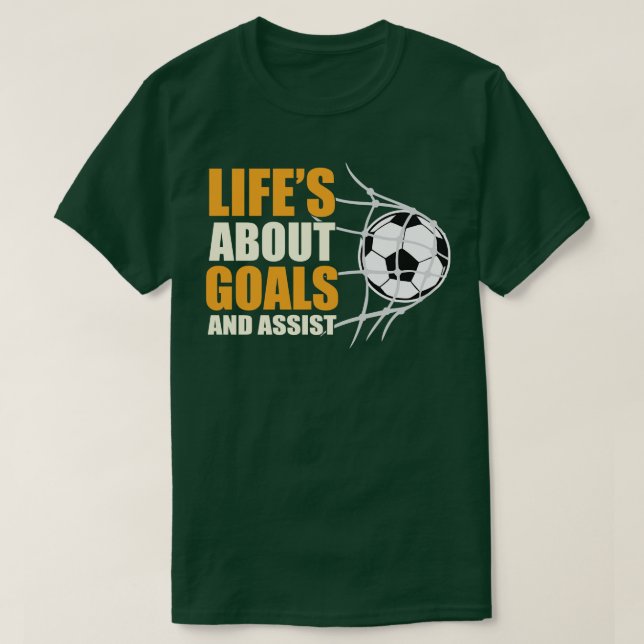 Camiseta Vida sobre objetivos e assistência (Frente do Design)