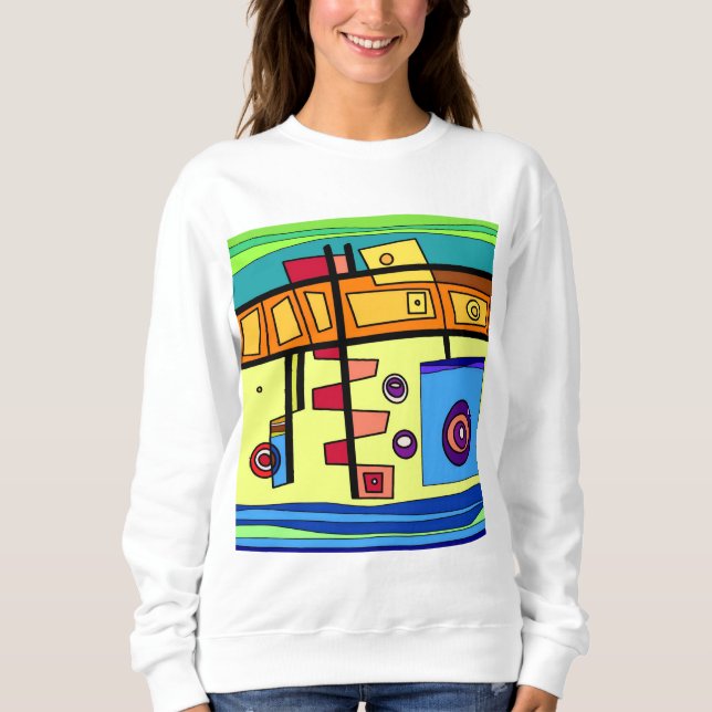 Camiseta Vida Submarina Laranja Amarelo Azul Verde (Frente)