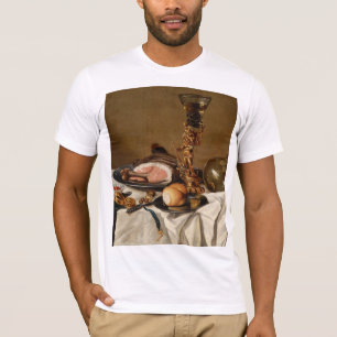 Camiseta Vida tranquila com presunto, livros e embarcações 