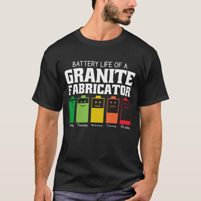 Camiseta Vida Útil da Bateria de um Fabricante de Granito (Frente)