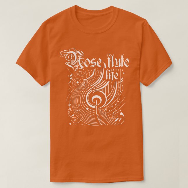 Camiseta Vida útil de flauta com nose de música ondulada (Frente do Design)
